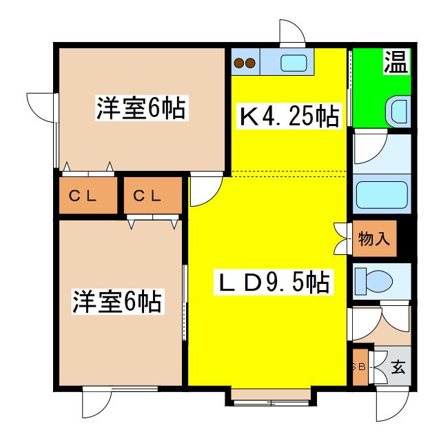 パレット(2LDK/2階)の間取り写真