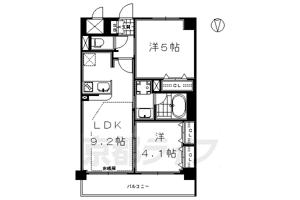 近鉄京都線 東寺駅 徒歩4分 7階建 築14年(2LDK/3階)の間取り写真