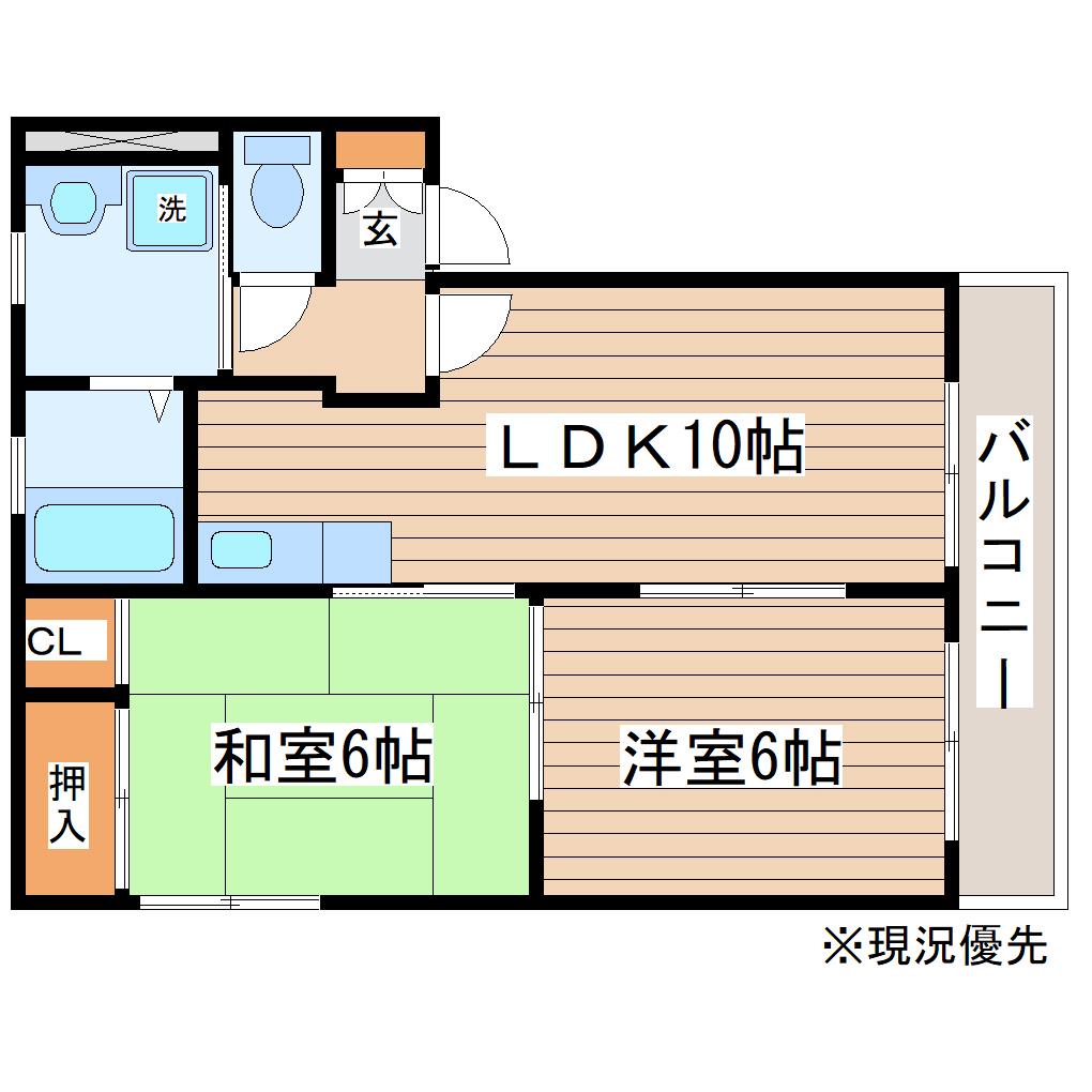 ガーデンクレス(2LDK/2階)の間取り写真