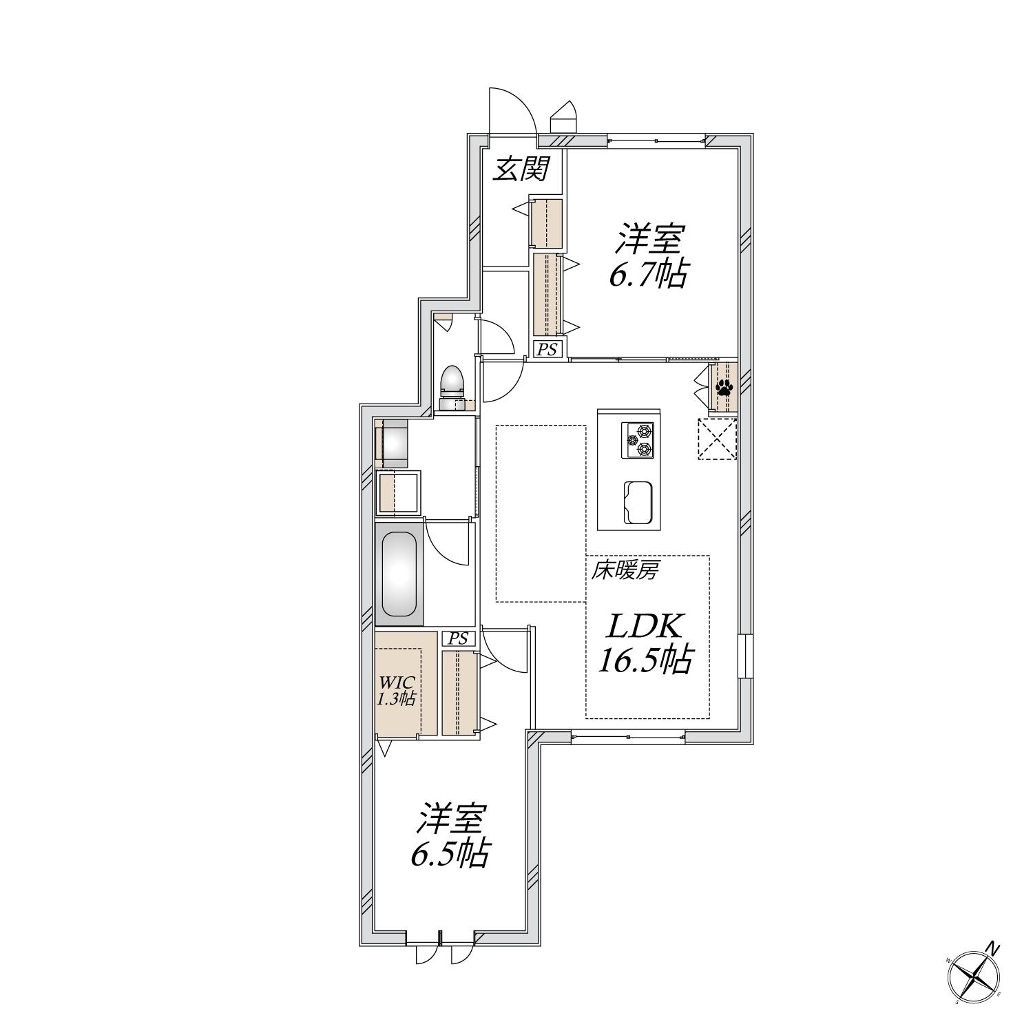 MAISON HAGIWARA(2LDK/1階)の間取り写真