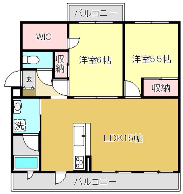TERRACE ONE(2LDK/1階)の間取り写真