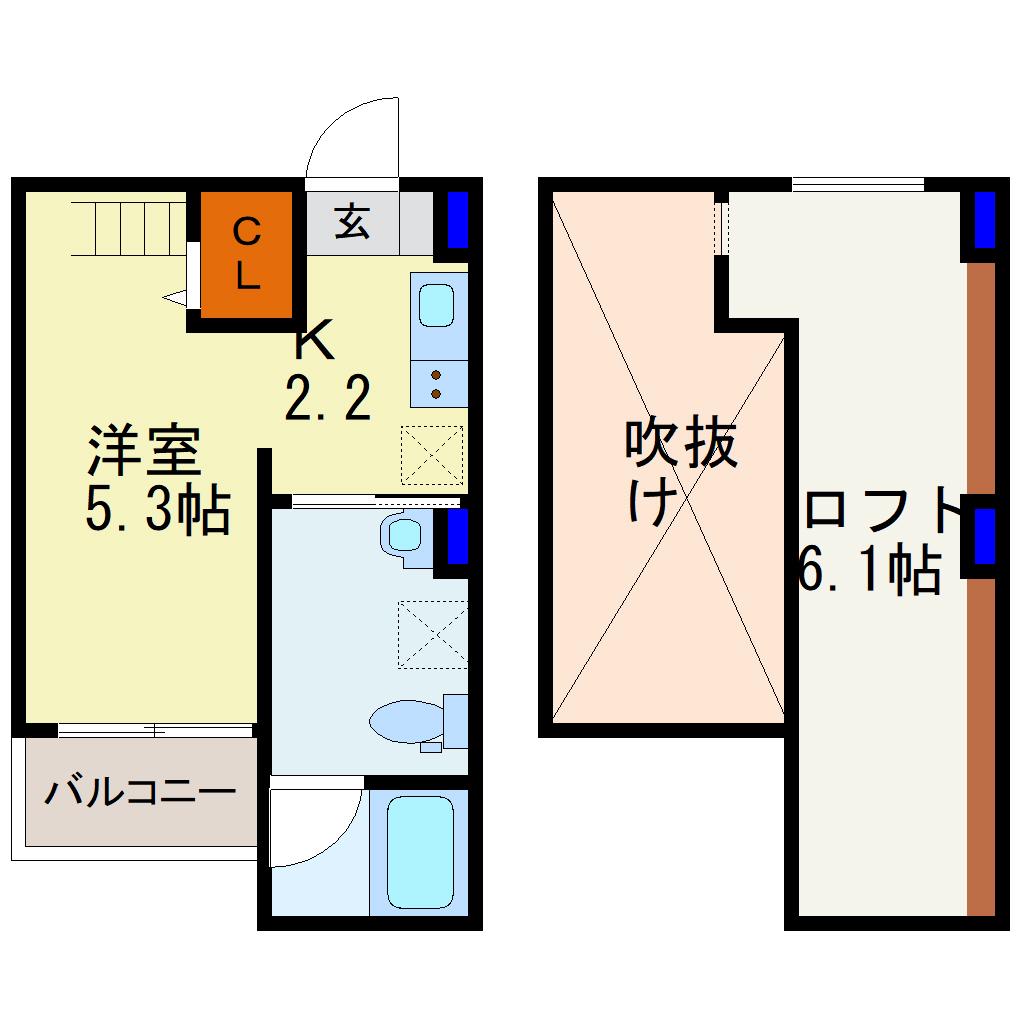 クレセント(1K/1階)の間取り写真
