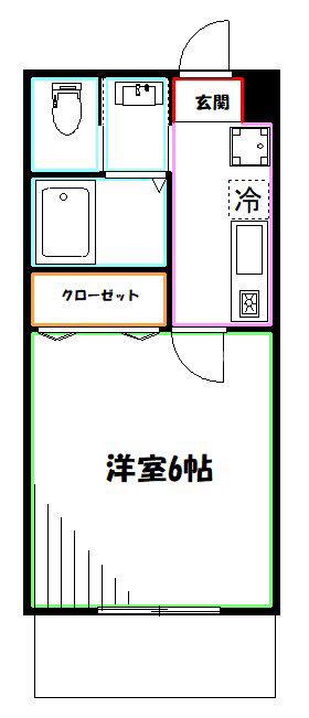 ベルベデーレ三鷹(1K/1階)の間取り写真
