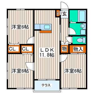 CORPO SHINYU(3LDK/1階)の間取り写真