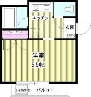 ピアーチェ落合(1K/2階)の間取り写真