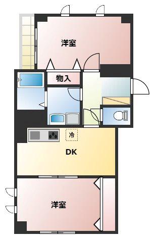 越谷レジデンシャルマンション(2DK/2階)の間取り写真