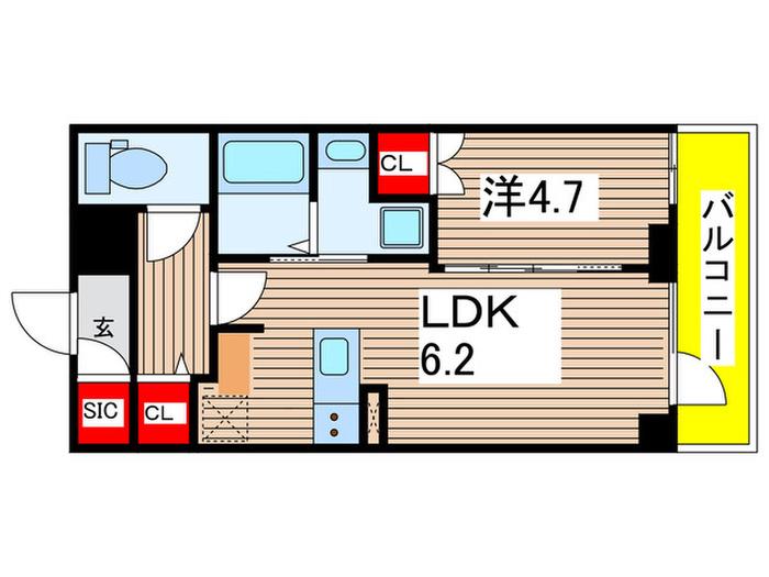 アルファプライム東陽町(1LDK/10階)の間取り写真