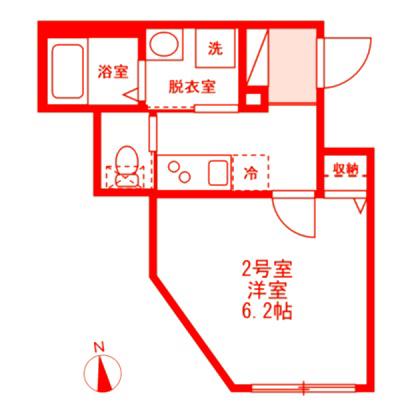 ベイルーム逗子(1K/2階)の間取り写真