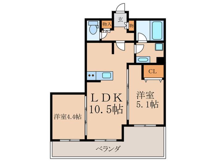 ヴィラ聖護院(2LDK/1階)の間取り写真