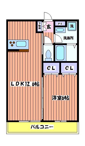 リブリ・こだま拝島町(1LDK/2階)の間取り写真