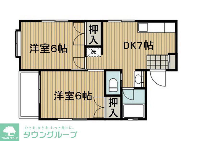 スイートエトワールII(2DK/1階)の間取り写真