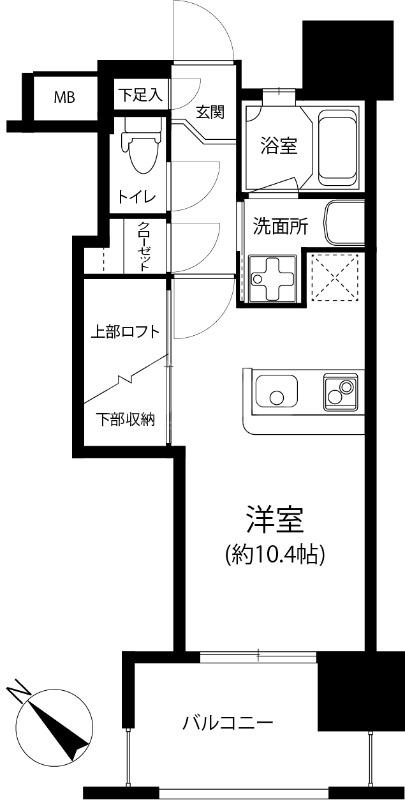 ビエラコート浄水通(ワンルーム/4階)の間取り写真