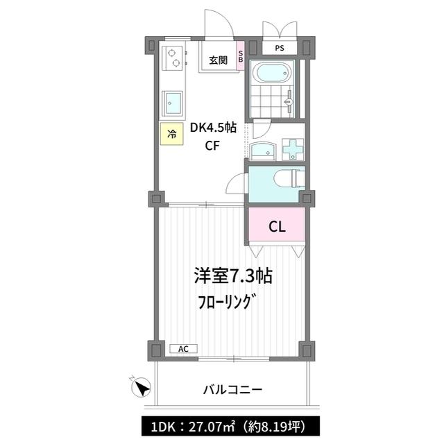 コモビレッジ南台3号館(1DK/2階)の間取り写真