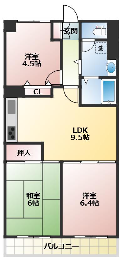 ライオンズマンション多摩永山第3(3LDK/4階)の間取り写真