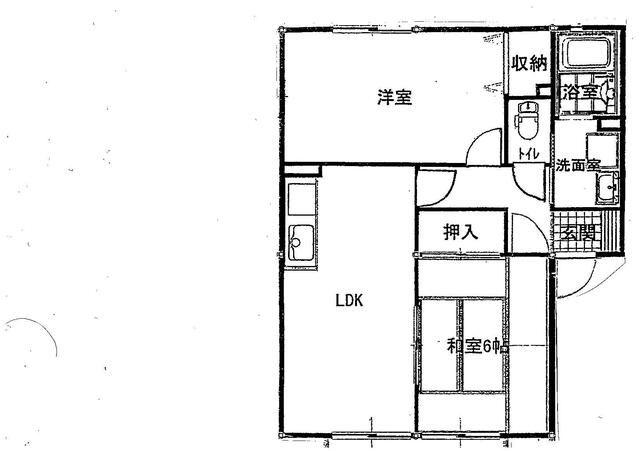 ゼファー B(2DK/2階)の間取り写真