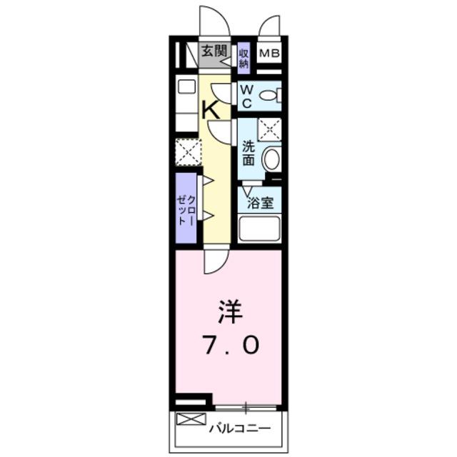 プリティー堺(1K/2階)の間取り写真