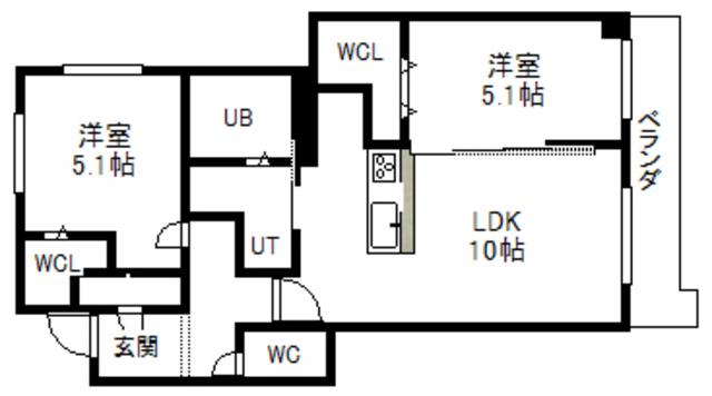 フォレストヒルズNE44(2LDK/3階)の間取り写真