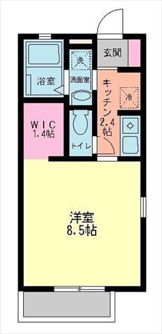 LA SAISON くず葉の森 G棟(ワンルーム/2階)の間取り写真