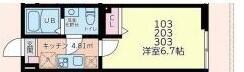 メグリオ三春町(1K/3階)の間取り写真