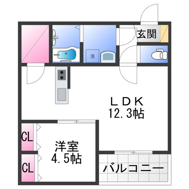 エステイトE岸和田(1LDK/2階)の間取り写真