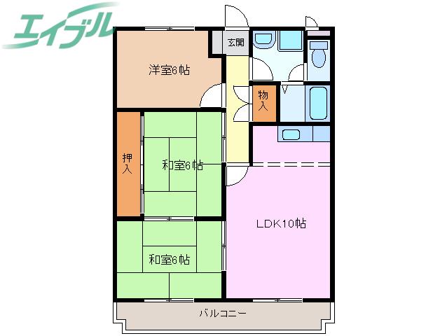 ヴィラときわ(3LDK/1階)の間取り写真