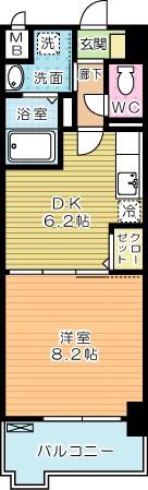 EVER GREEN O(1DK/4階)の間取り写真