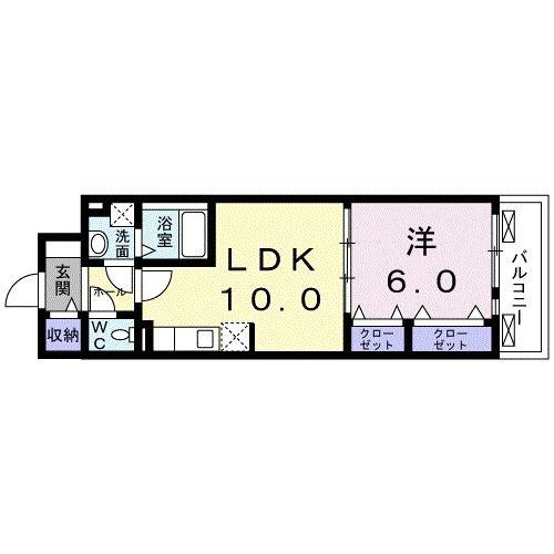 セブンクラウン(1LDK/7階)の間取り写真