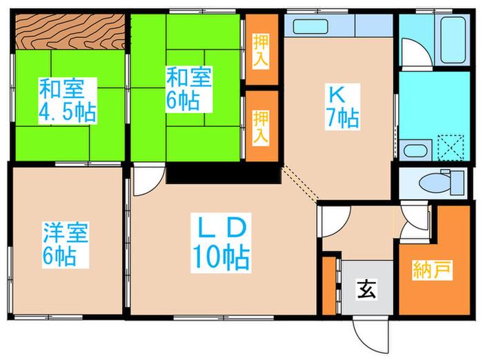 コーポはなぶさ(3LDK/1階)の間取り写真