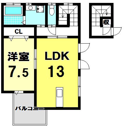 ウィクトル宝(1LDK/2階)の間取り写真