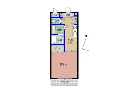 トリヴァンベール県大前(1DK/2階)の間取り写真
