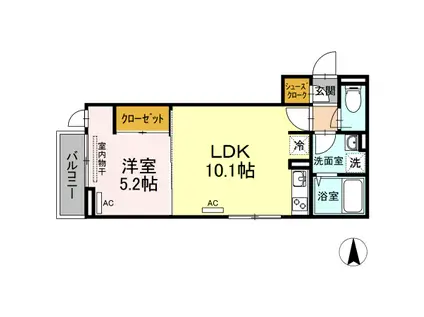 ウィット引野町(1LDK/2階)の間取り写真