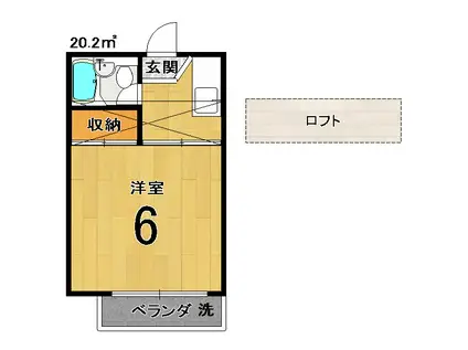 嵯峨野ハイツ(1K/2階)の間取り写真