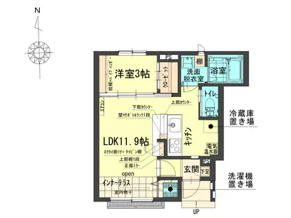レジデンス山田(1LDK/1階)の間取り写真
