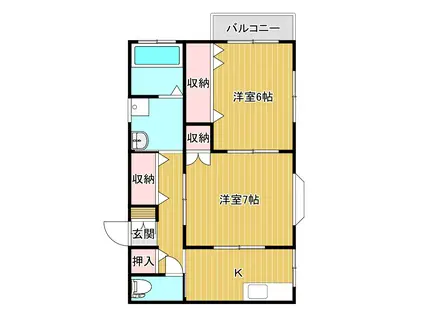 サンフィオーレ(2K/2階)の間取り写真