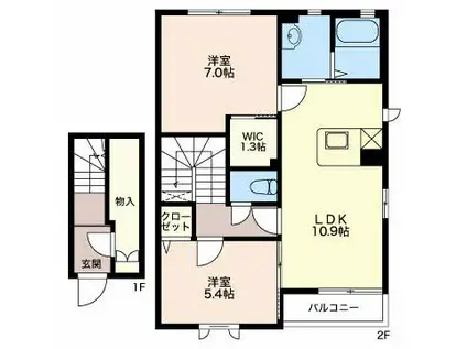エルスール(2LDK/2階)の間取り写真