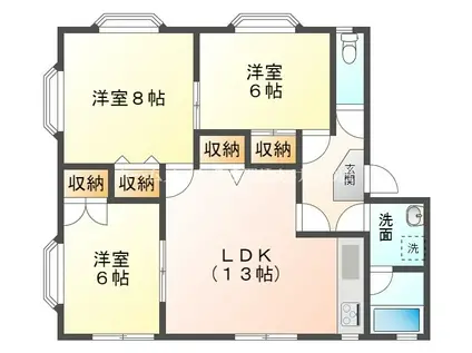 共豊ハイツ1(3LDK/2階)の間取り写真