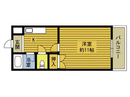 ベル大道(1K/1階)の間取り写真