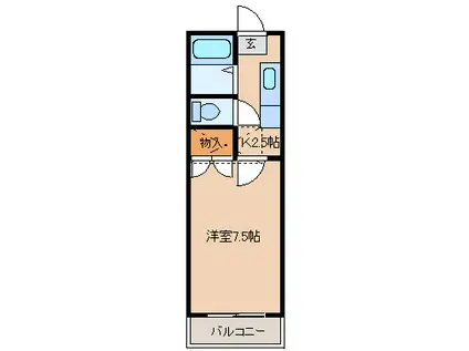 第三ハイツ(1K/2階)の間取り写真