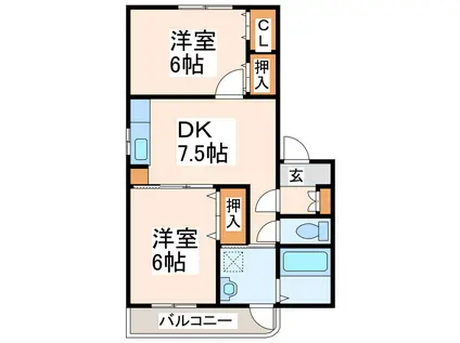 井原マンションVII(2DK/1階)の間取り写真