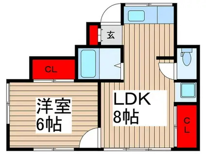 コーポ霞(1LDK/1階)の間取り写真