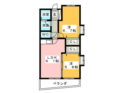 LIBERTE MIYAKAMI(2LDK/3階)の間取り写真