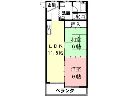 カワセコーポ(2LDK/3階)の間取り写真