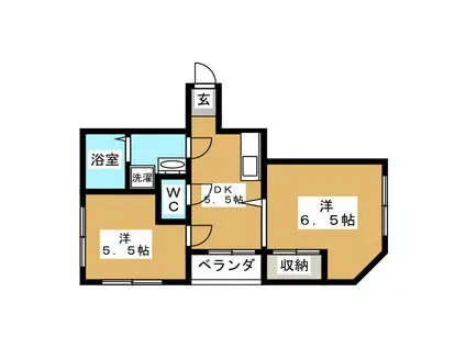 第五ハイツヤマモト(2DK/2階)の間取り写真