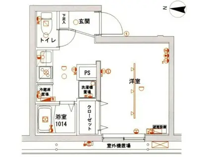 ルラフォート中野鷺ノ宮(ワンルーム/1階)の間取り写真