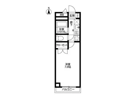 アンプル―ル フェール 横浜子安台(1K/2階)の間取り写真