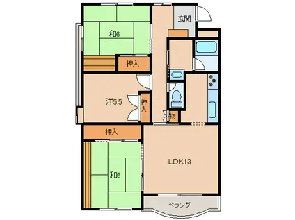 グリーンプラザ雑賀(3LDK/2階)の間取り写真