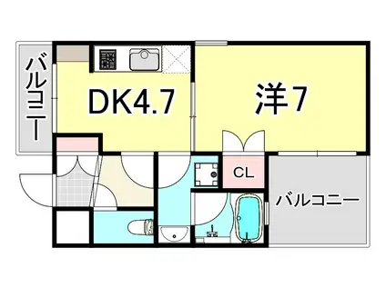 ピュアライフ御幣島(1DK/3階)の間取り写真