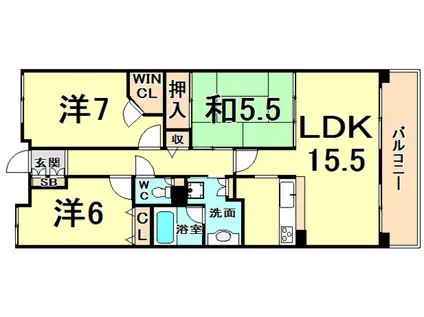 甲子園三番町ハイツ(3LDK/3階)の間取り写真