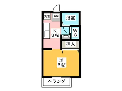 アーバン松井B(1K/2階)の間取り写真