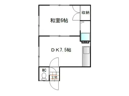 ハイツナカタニ(1DK/2階)の間取り写真